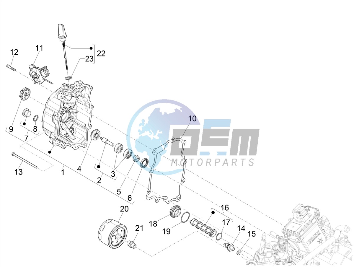 Flywheel magneto cover - Oil filter