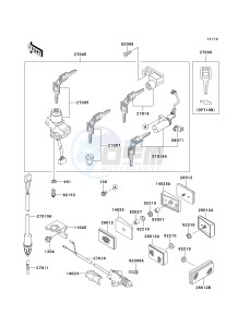 EX 250 F [NINJA 250R] (6F-7F) F6F drawing IGNITION SWITCH_LOCKS_REFLECTORS