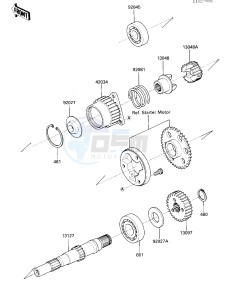 ZX 750 E [GPZ 750 TURBO] (E1-E2) [GPZ 750 TURBO] drawing SECONDARY SHAFT