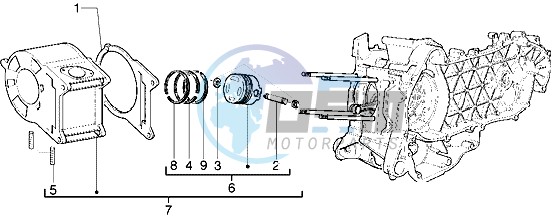 Cylinder-piston-wrist pin assy