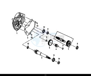 CROX 50 (45Km/h) (AE05WA-EU) (E4) (L8-M0) drawing MISSION CASE-DRIVE SHAFT