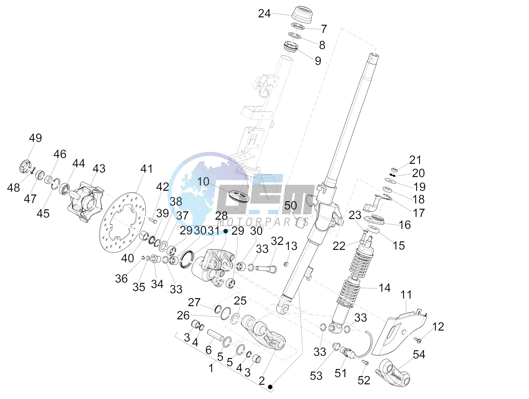 Fork/steering tube - Steering bearing unit