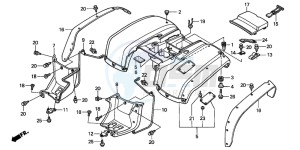 TRX250TE FOURTRAX RECON ES drawing REAR FENDER (TRX250TM) ('02-'04)