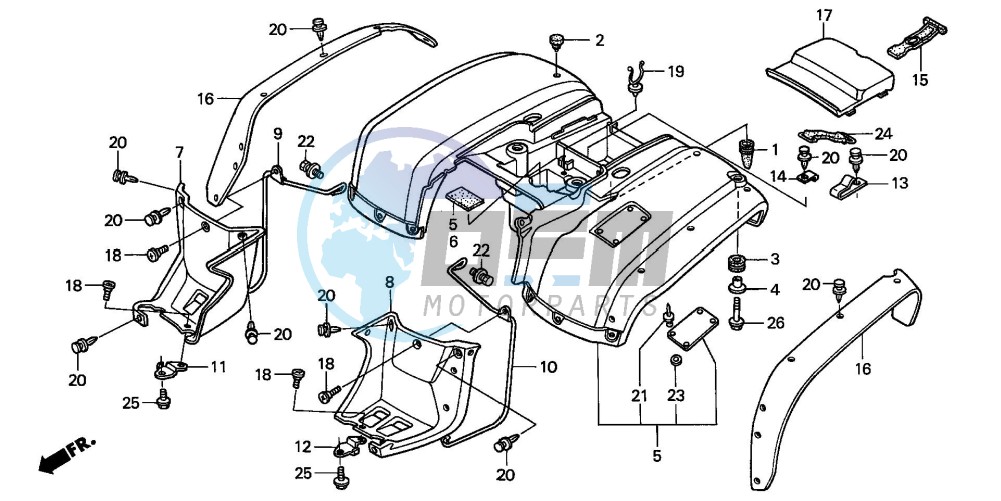 REAR FENDER (TRX250TM) ('02-'04)