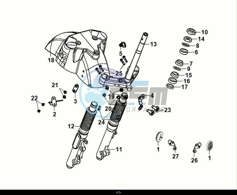 STEERING STEM - FRONT CUSHION