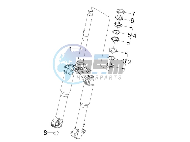 Fork steering tube - Steering bearing unit