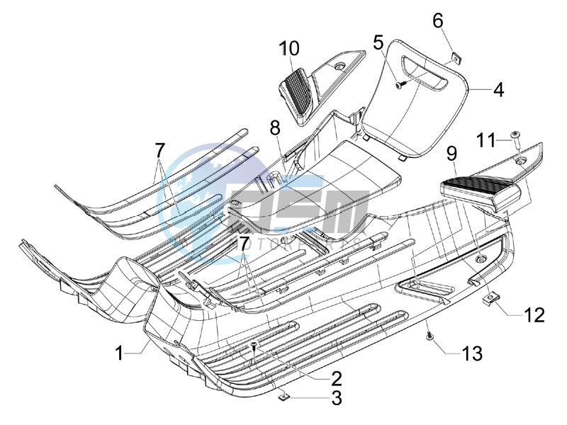 Central cover - Footrests