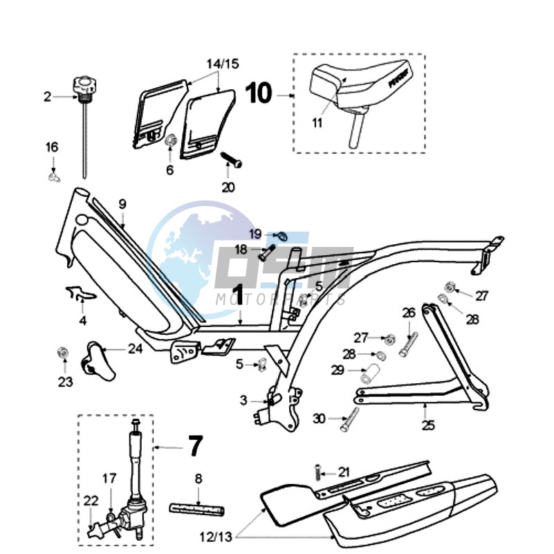 FRAME AND SADDLE TANK CAP WITH FUEL UNIT