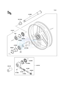 ZZR600 ZX600-E13H GB XX (EU ME A(FRICA) drawing Front Hub