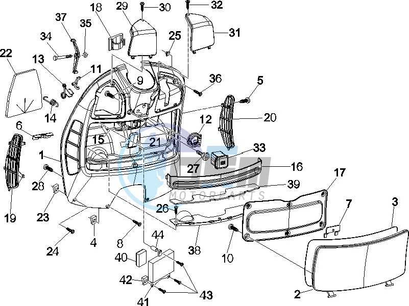 Front glovebox - Knee-guard panel