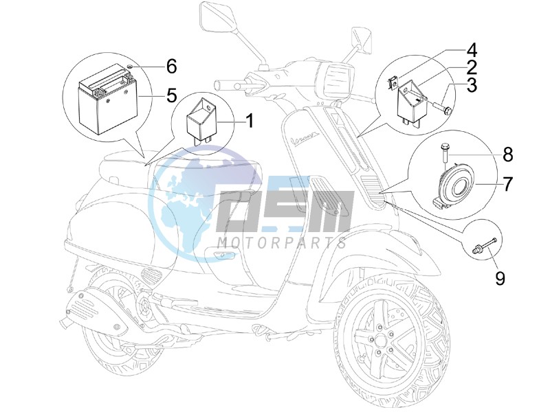 Control switches - Battery - Horn