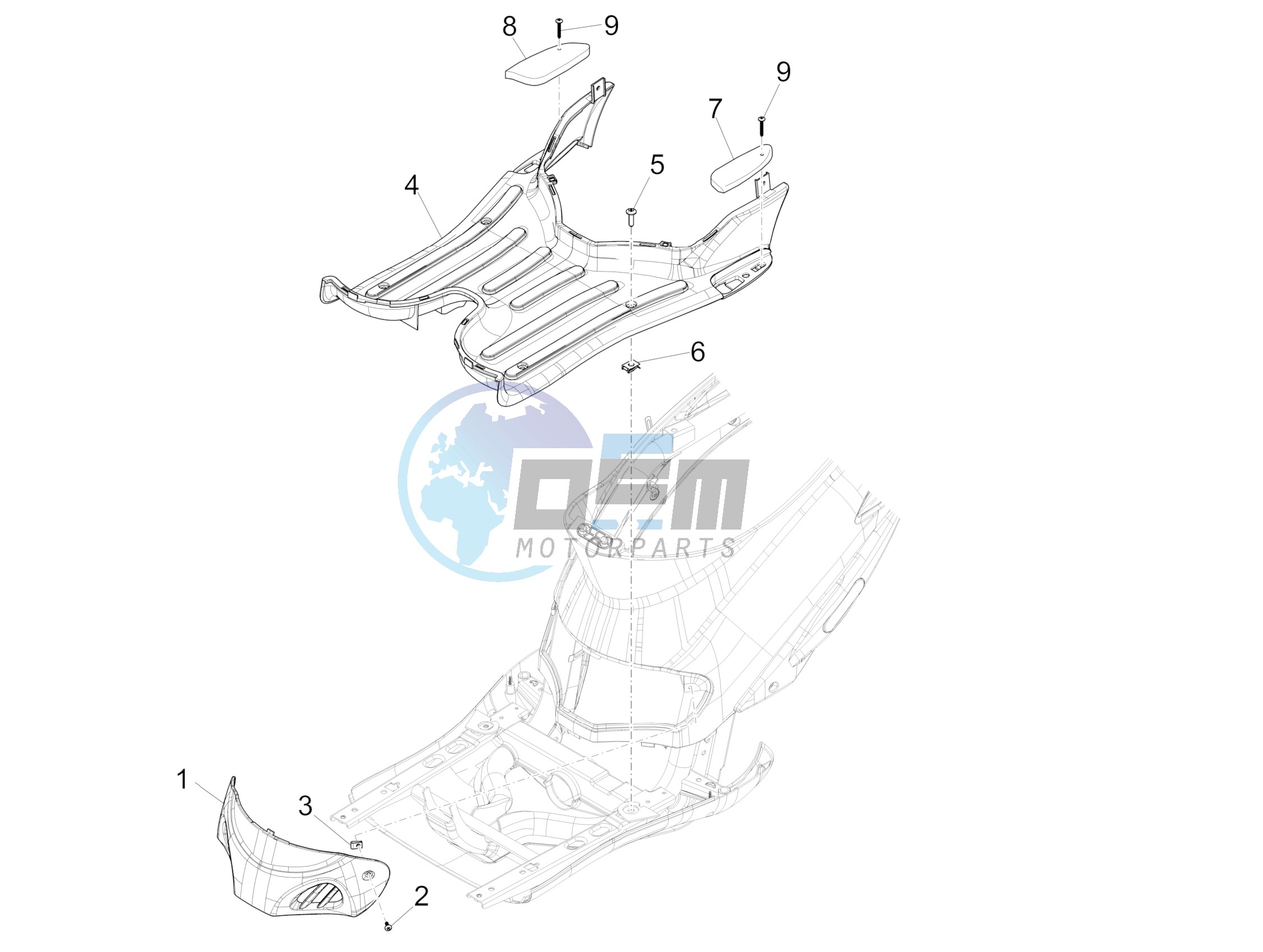 Central cover - Footrests