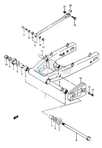 GSX-R750 (J-K-L) drawing REAR SWINGING ARM (MODEL J K)