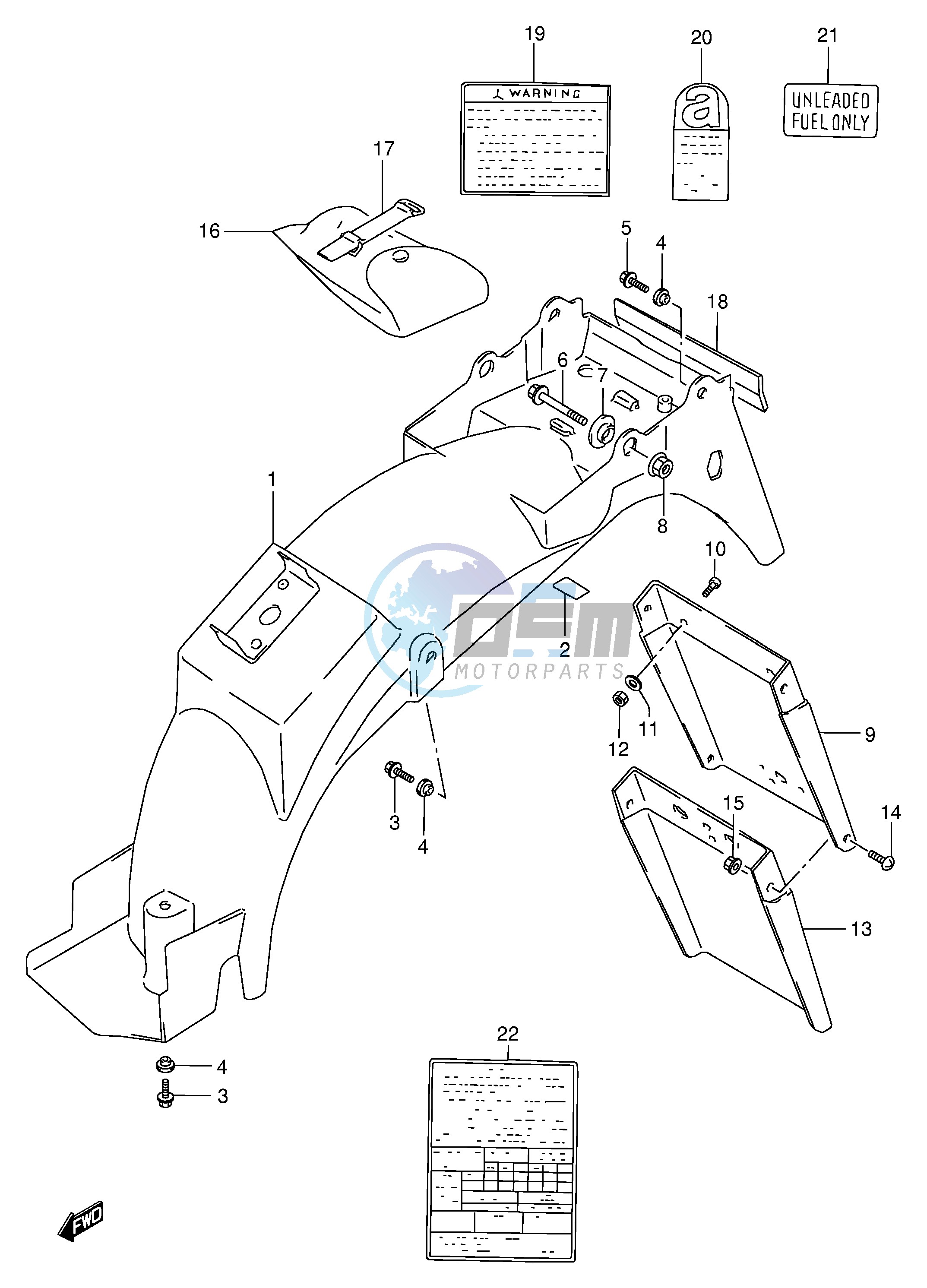 REAR FENDER - LABEL (MODEL L M N P R)