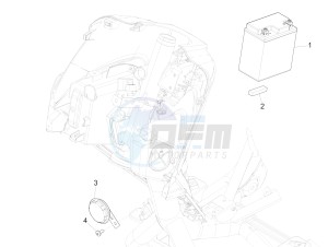 Medley 150 4T ie ABS (APAC) drawing Remote control switches - Battery - Horn