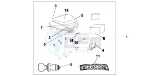 PES125R drawing TOP BOX 35 L WINTER LAKE BLUE METALLIC