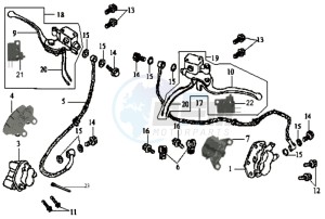 JOYRIDE 125 E2 drawing BRAKE CALIPER FR / RR /  BRAKE LEVERS