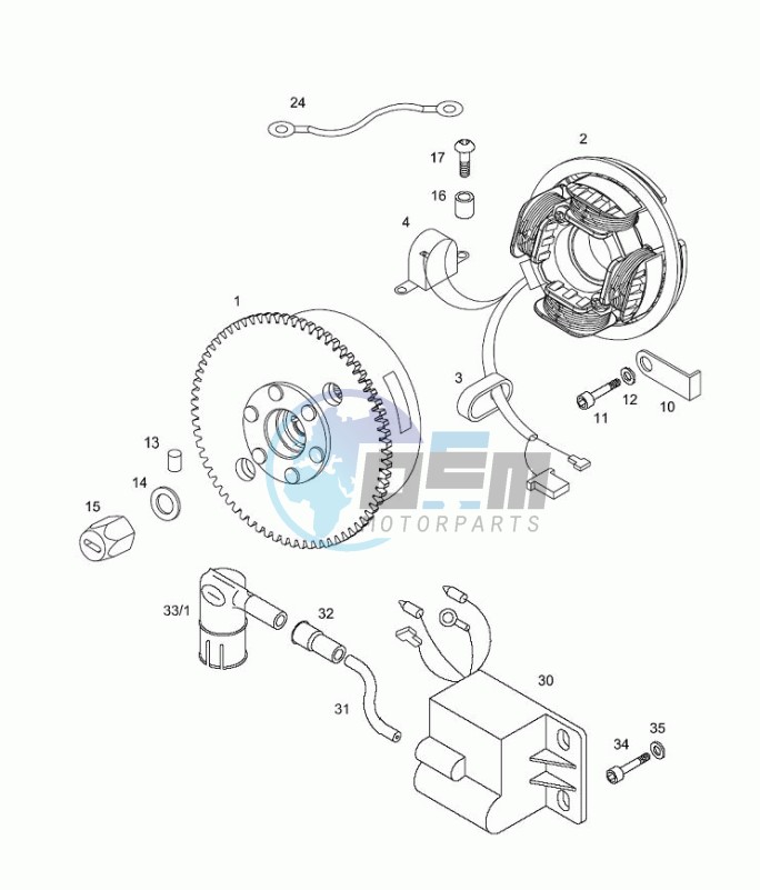 Magneto assembly-electric starter