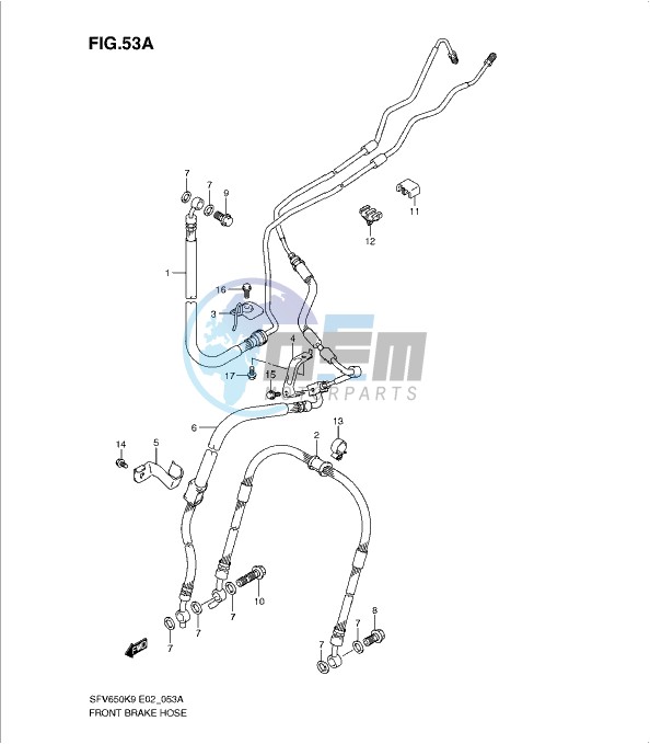 FRONT BRAKE HOSE (SFV650A K9 - L4)