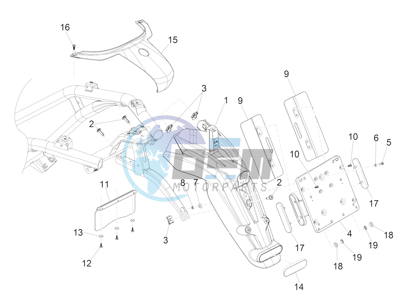 Rear cover - Splash guard