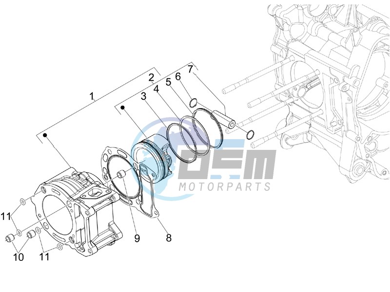 Cylinder-piston-wrist pin unit