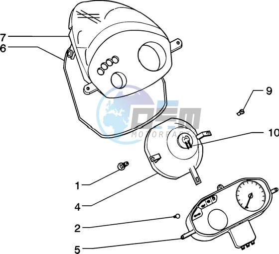 Front light-fairing-meter combination