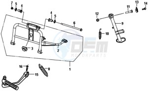 FIDDLE III 50 L6 drawing BRAKE PEDAL /CENTRAL STAND / FOOTREST