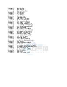 AN400 (E2) Burgman drawing * COLOR CHART *