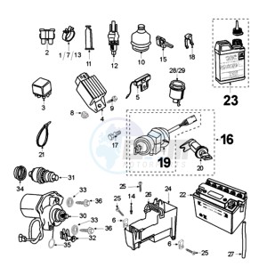 TKR SZ EU drawing ELECTRIC SYSTEM / HANDLEBAR LOCK WITH HARNAS