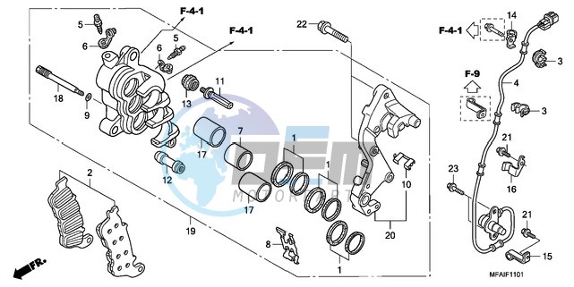 R. FRONT BRAKE CALIPER (CBF1000A/T/S)