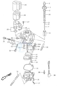 AY50 (V-W-X-Y) katana drawing CARBURETOR (model AY50WR K1)