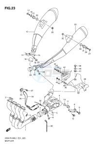 GSX-R1000 (E21) drawing MUFFLER (GSX-R1000L1 E14)