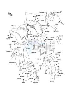 KVF360_4X4 KVF360-A3 EU GB drawing Front Fender(s)