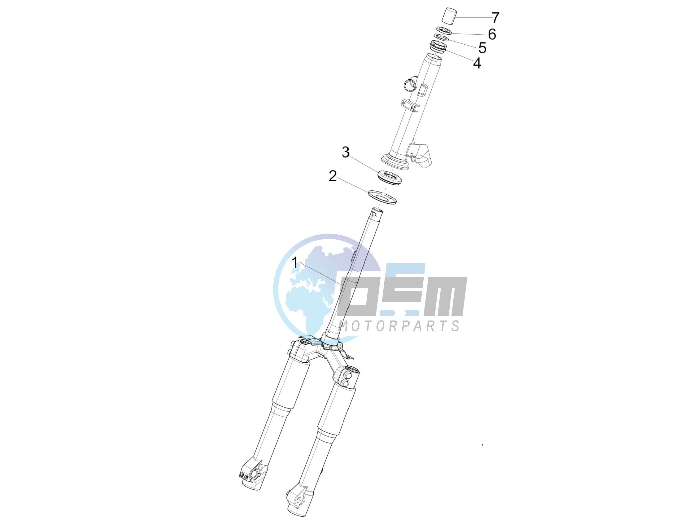 Fork steering tube - Steering bearing unit