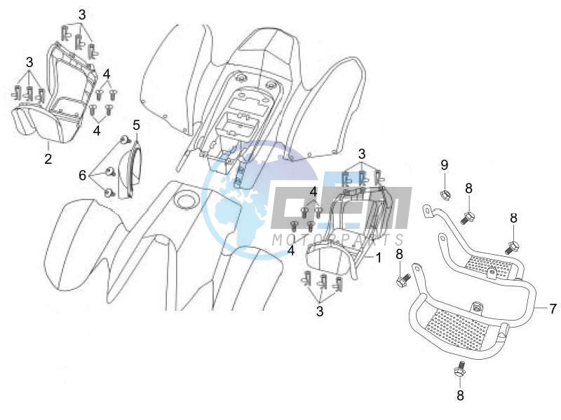 Central cover - Footrests