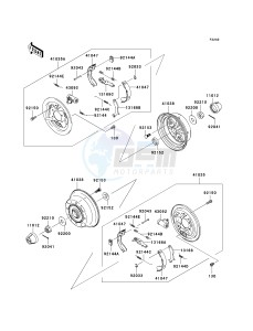 KAF 400 B [MULE 600] (B6F-B9F) B9F drawing REAR HUBS_BRAKES