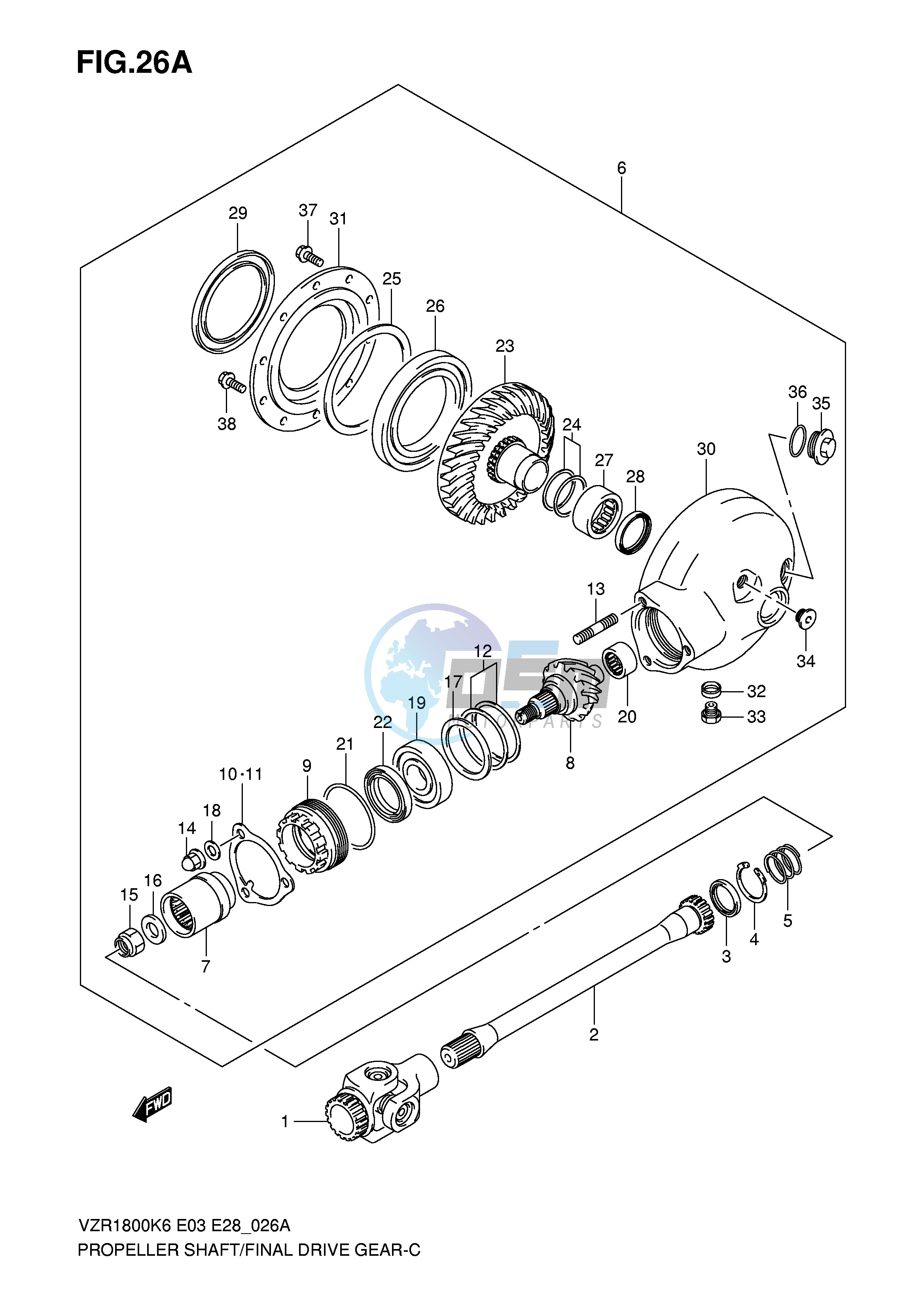 PROPELLER SHAFT FINAL DRIVE GEAR (MODEL K8 K9)