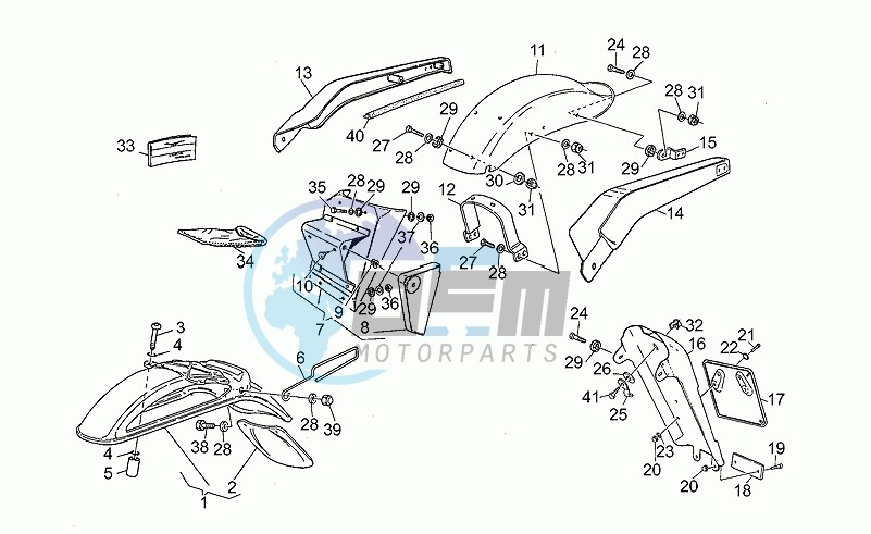 Front/rear mudguards