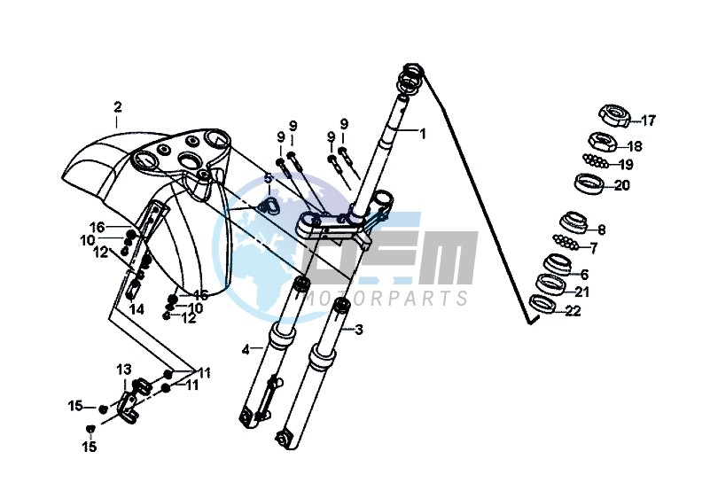 FRONT FORK / FRONT FENDER / STEERING STEM