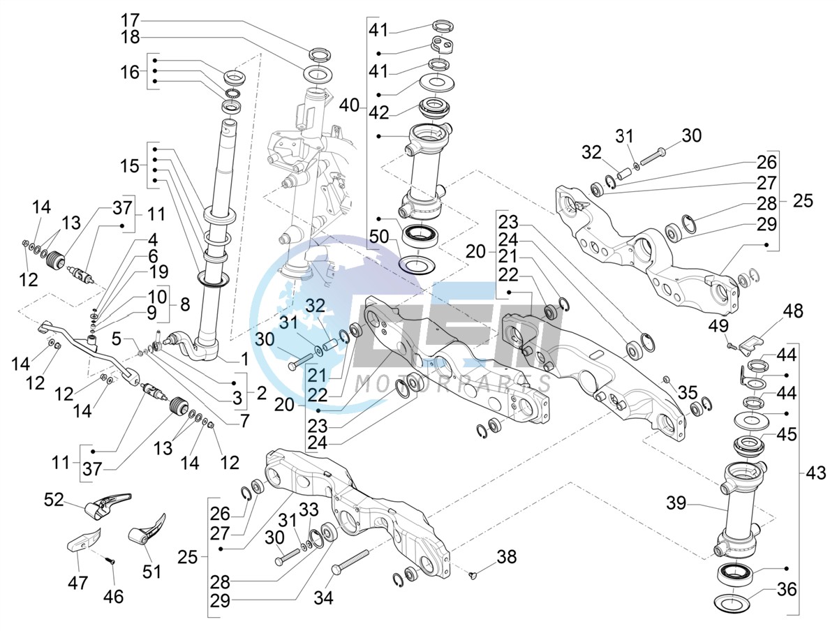 Fork/steering tube - Steering bearing unit