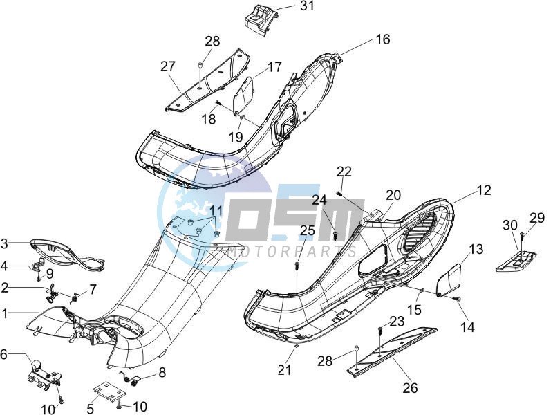 Central cover - Footrests