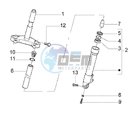 Mvp front fork component parts