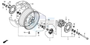 CB600F HORNET drawing REAR WHEEL