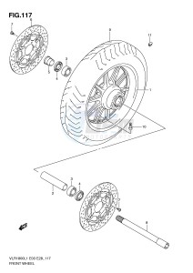 VLR1800 (E3-E28) drawing FRONT WHEEL (VLR1800TL1 E28)