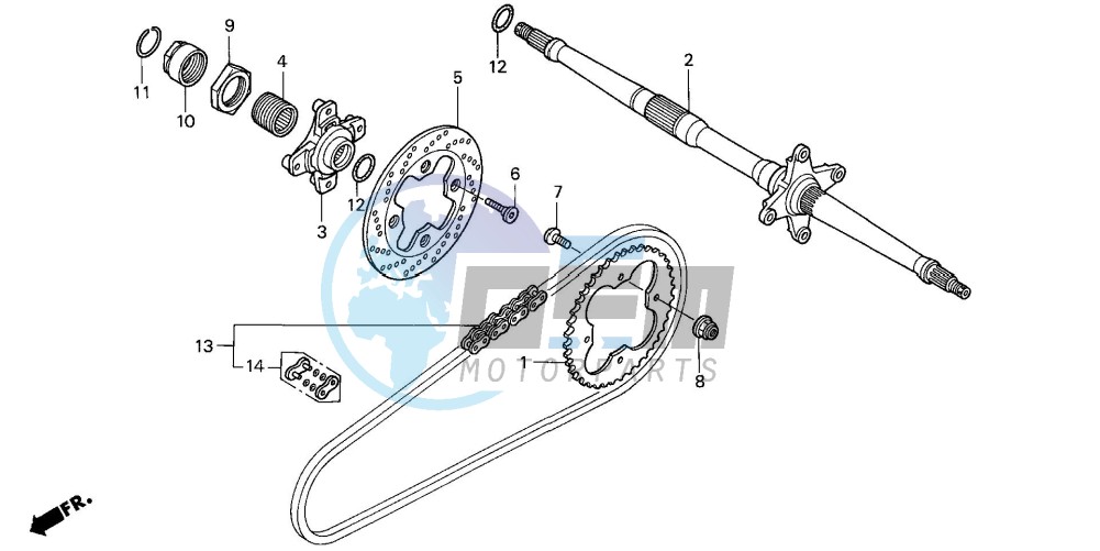 REAR WHEEL AXLE/ DRIVE CHAIN