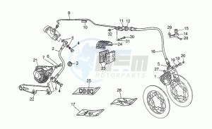 Strada 1000 drawing Front lh/rear brake system