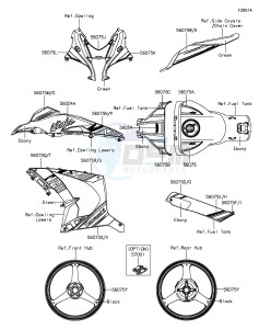 NINJA ZX-10R ABS ZX1000SGFA XX (EU ME A(FRICA) drawing Decals(Green)