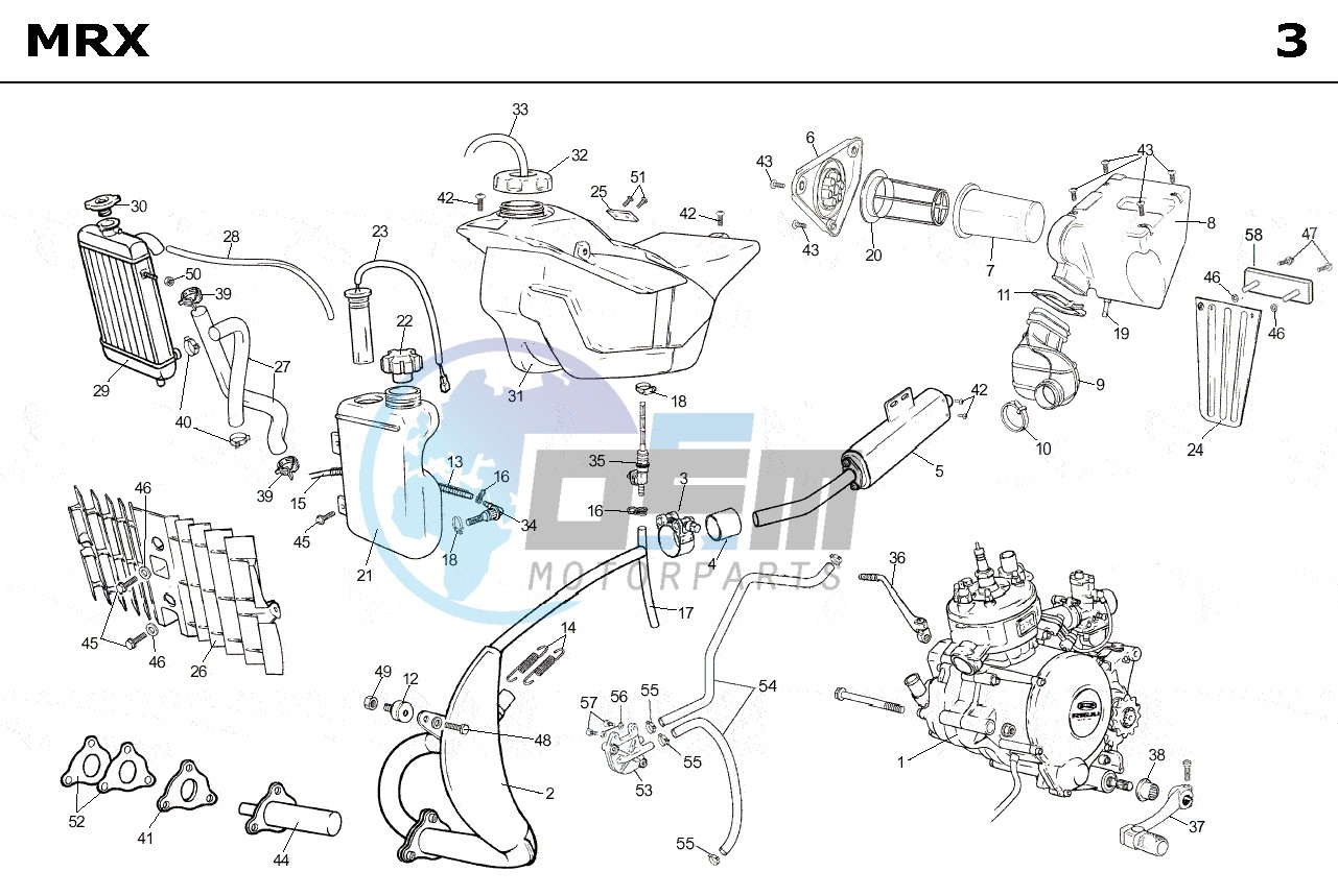 EXHAUST,RADIATOR,TANK, AIRFILTER