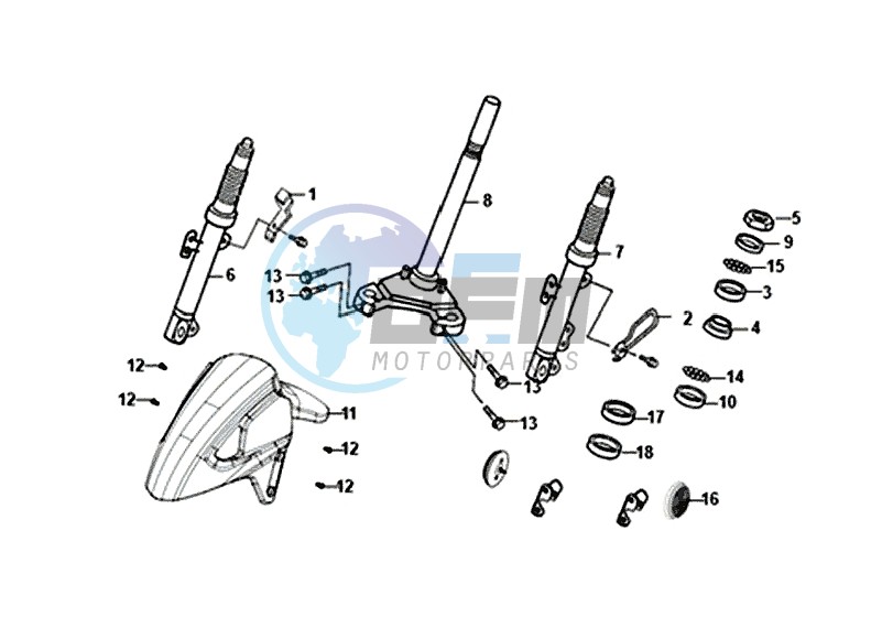 FRONT FORK / FRONT FENDER / STEERING STEM