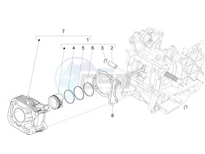 LIBERTY 150 150 IGET 4T 3V IE ABS (NAFTA) drawing Cylinder-piston-wrist pin unit